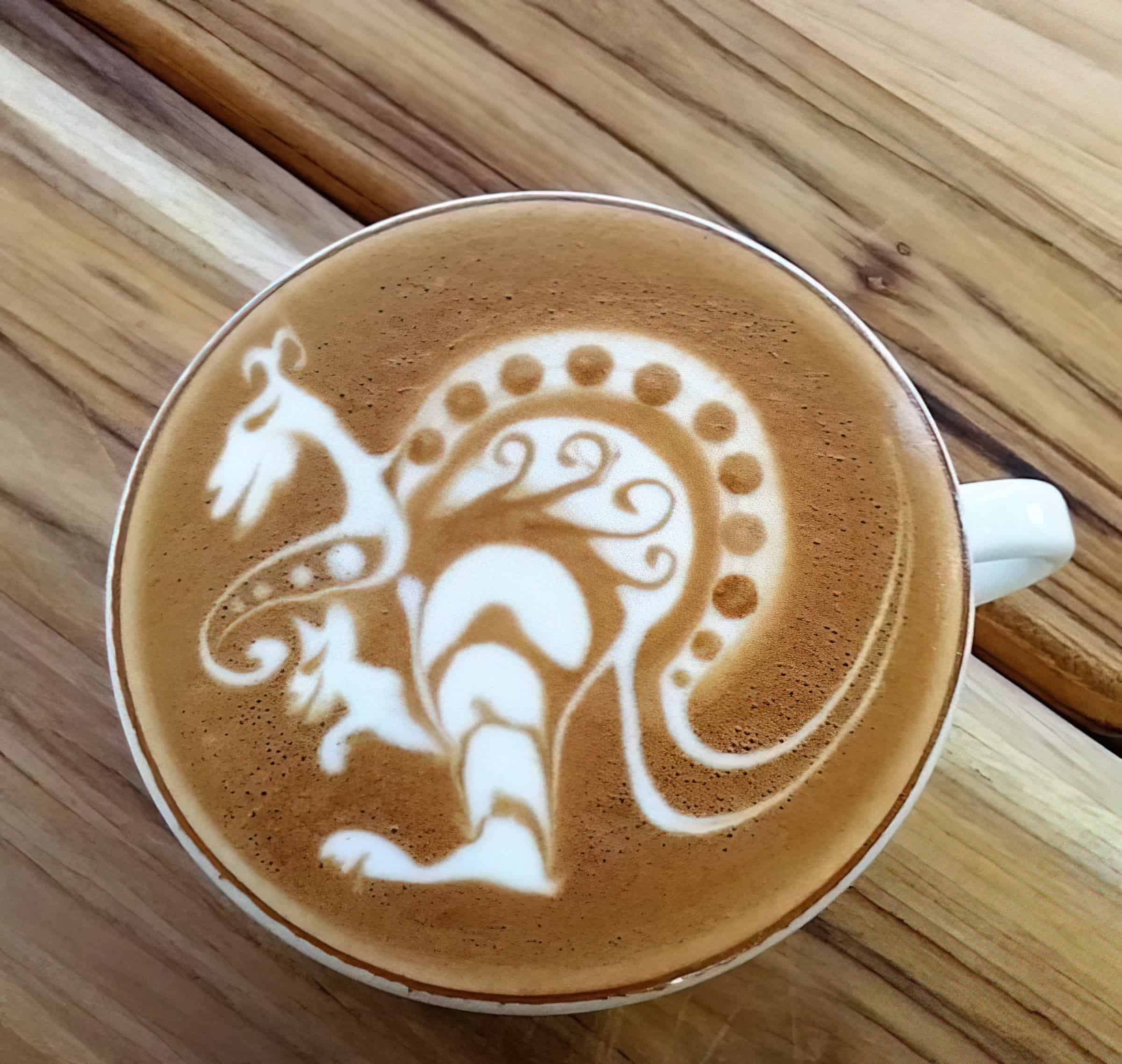 latte art of kangaroo