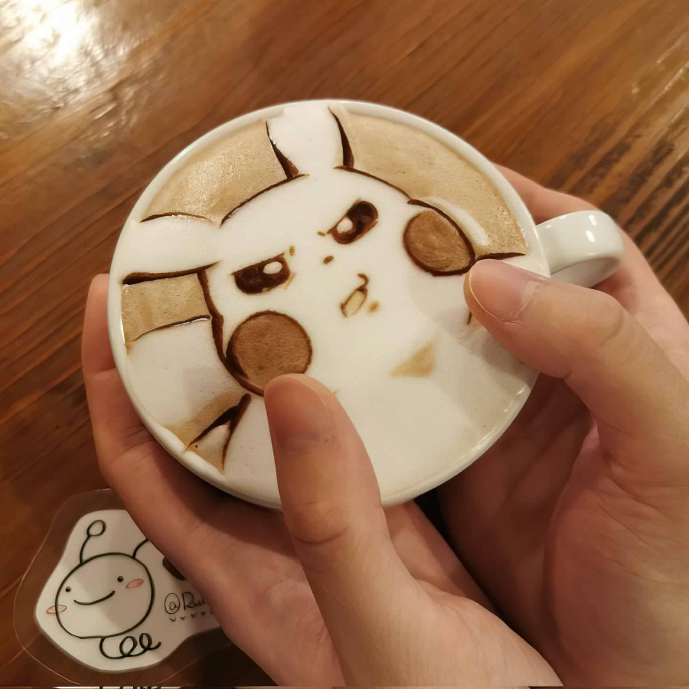 latte art of pikachu