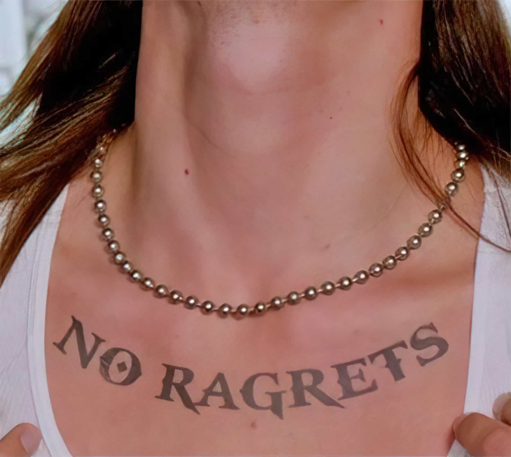 no ragrets tattoo up close