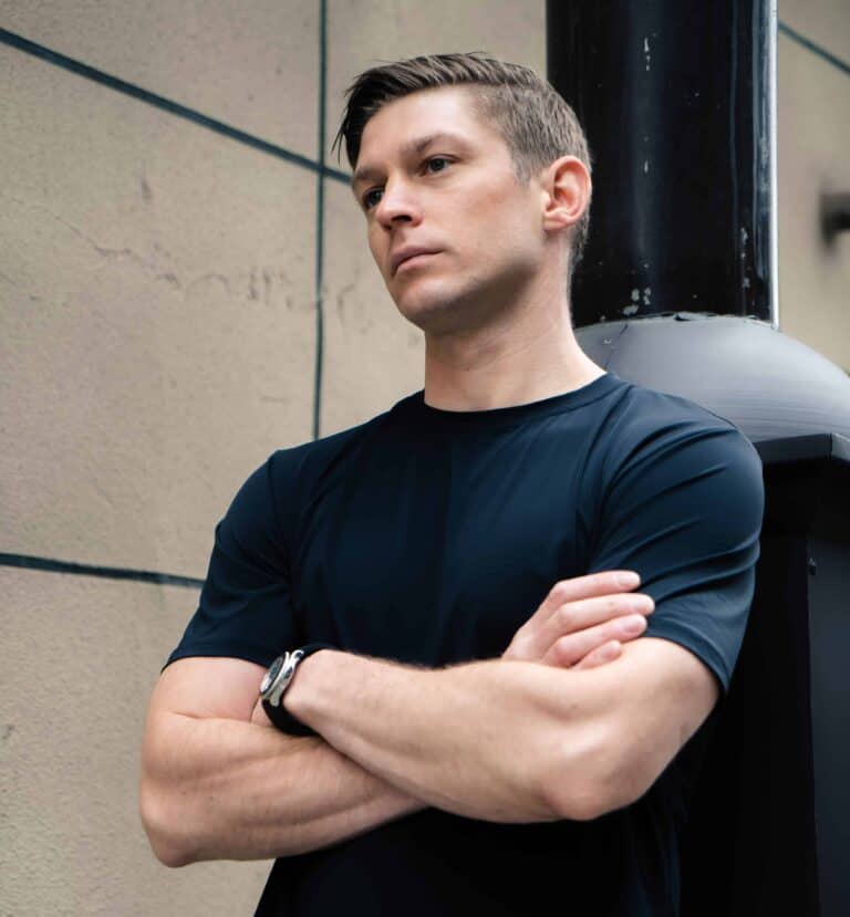 man wearing cooling shirt