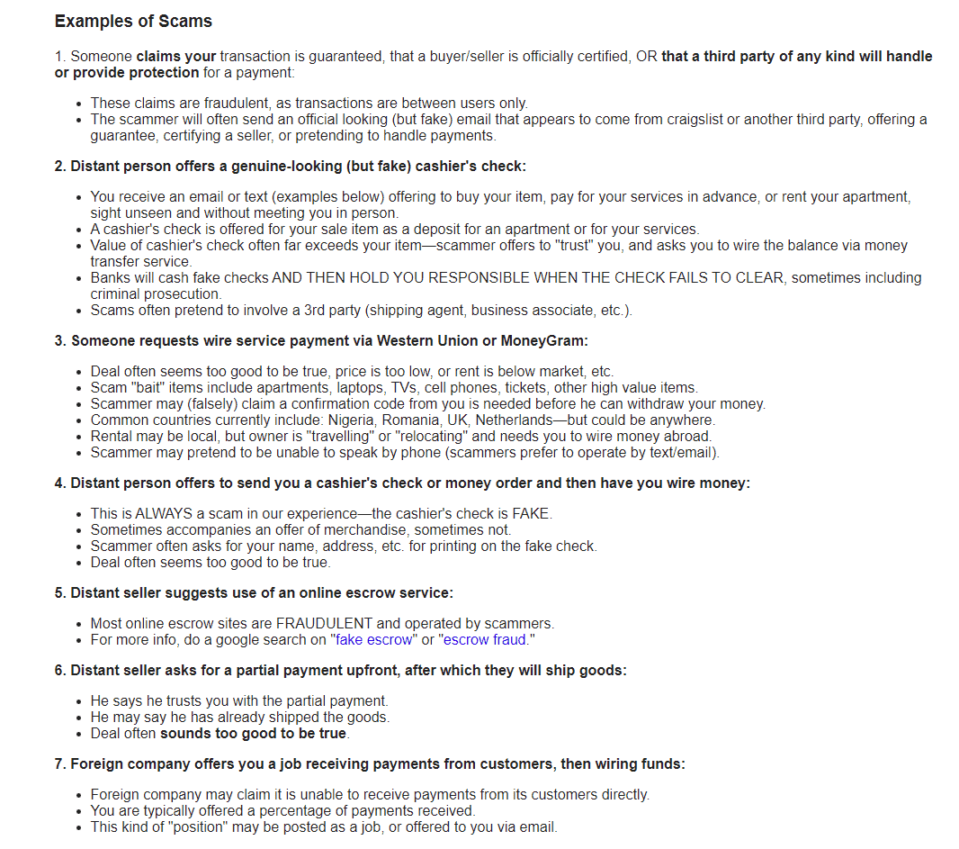 How to Successfully Buy or Sell on Craigslist 2 examples of craigslist scams