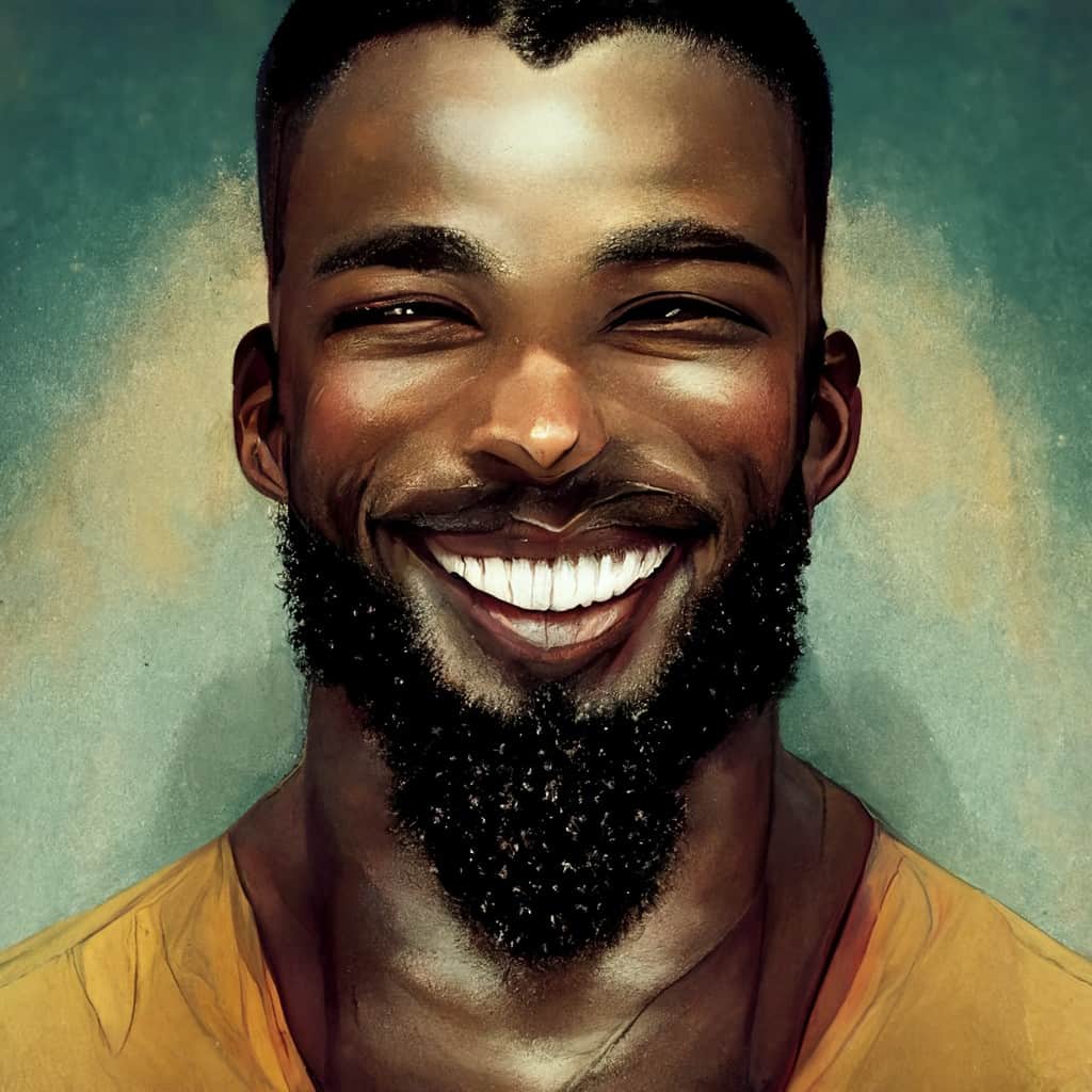 smiling black man with a beard