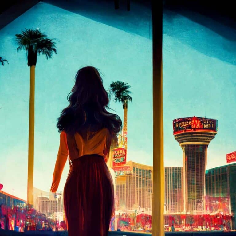 woman having fun in vegas