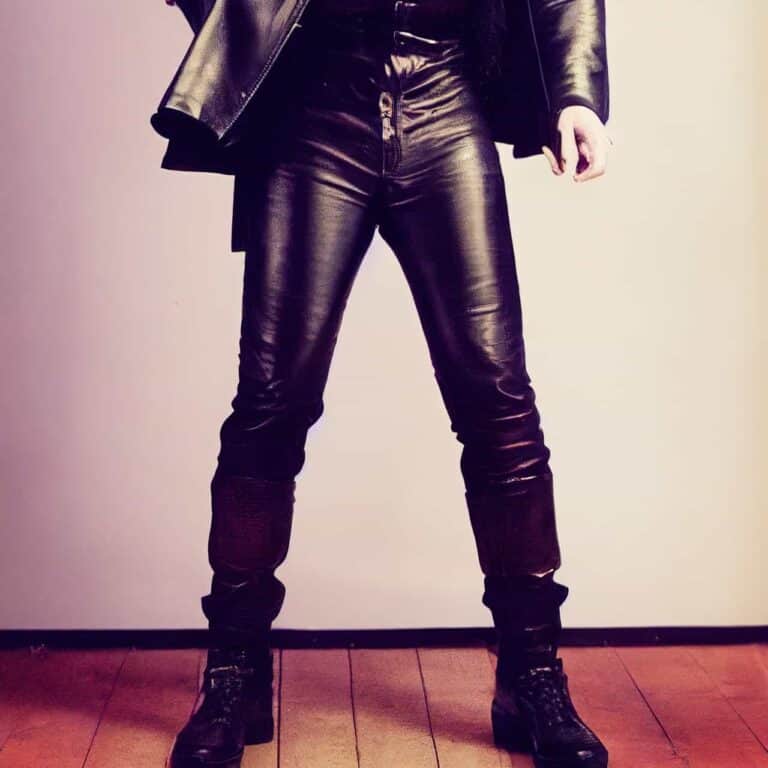 man wearing ugly leather pants
