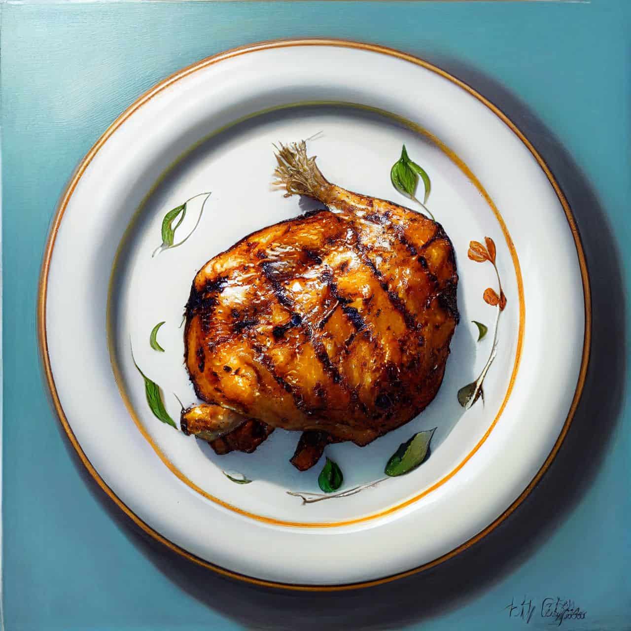 a piece of grilled chicken on a plate