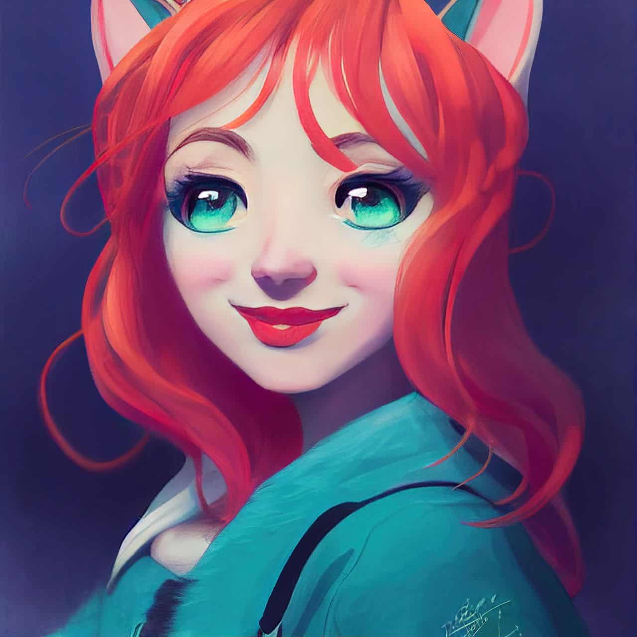 redhead smiling catgirl