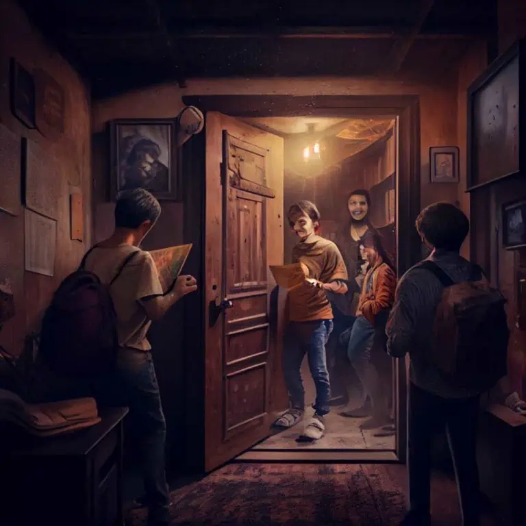 friends in an escape room