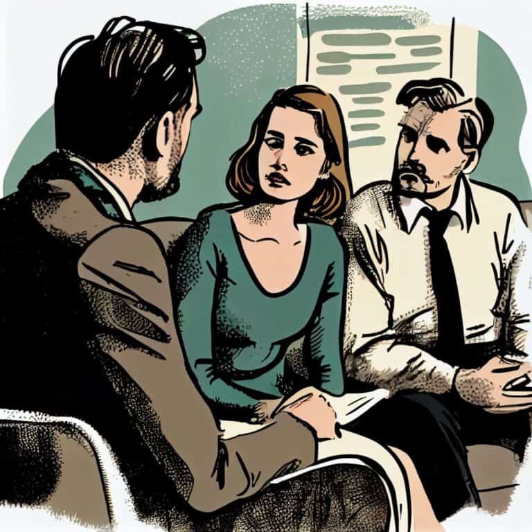 a couple talking to a relationship counsellor