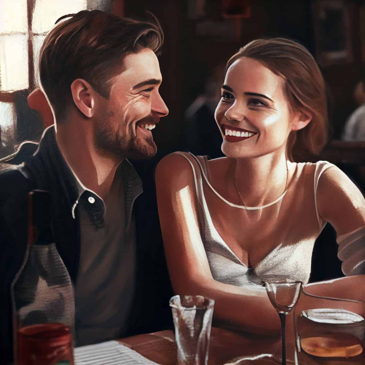a smiling young couple on a date