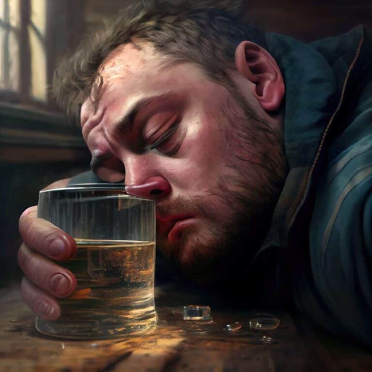 man binge drinking alcohol