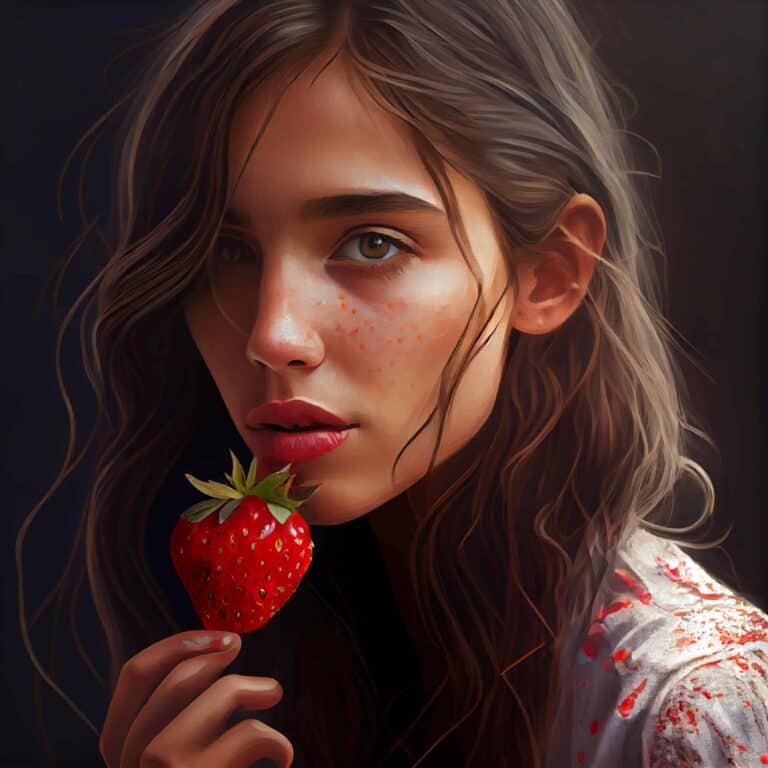 a beautiful woman eating a strawberry 2