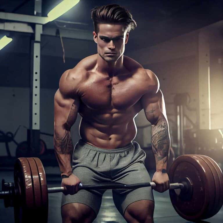 man lifting a barbell in the gym