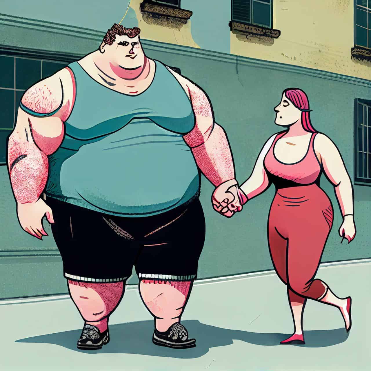 overweight husband and fit wife