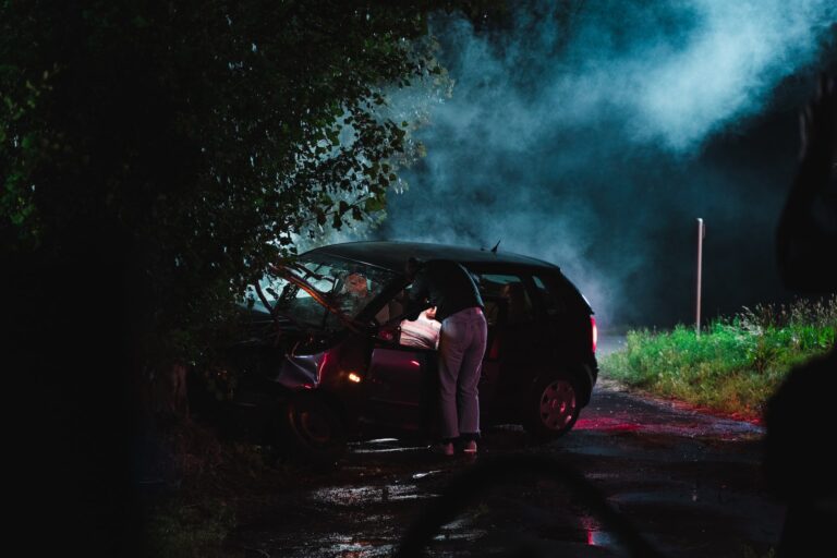 car accident crash at night
