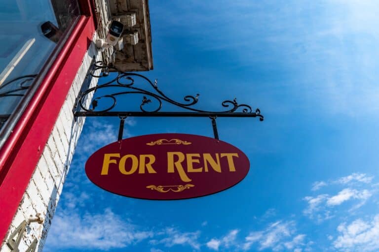 For Rent sign old building