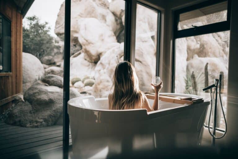 Woman in hot tub