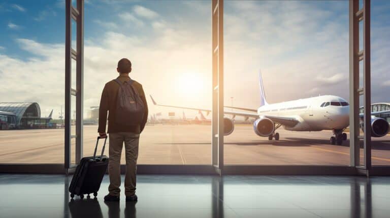 lone traveler at an airport