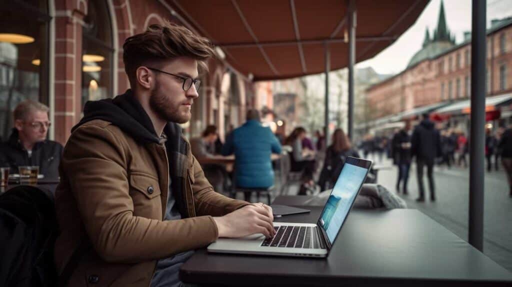 How to Safely Use a VPN When Traveling: The Complete Guide to Protecting Your Data on Public Wi-Fi Networks 11 person using a vpn while travelling 3