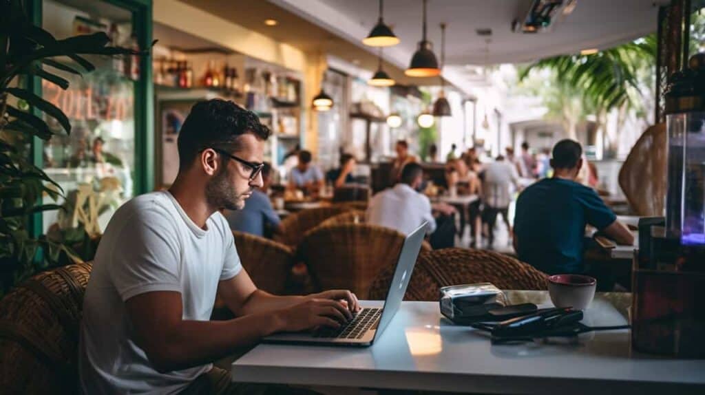 How to Safely Use a VPN When Traveling: The Complete Guide to Protecting Your Data on Public Wi-Fi Networks 4 person using a vpn while travelling 4