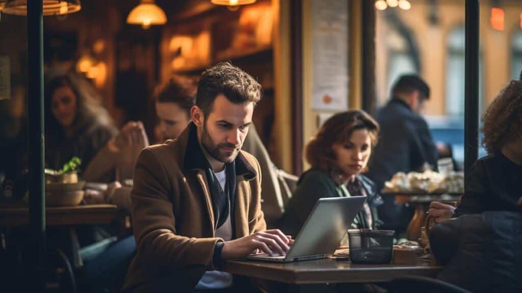 How to Safely Use a VPN When Traveling: The Complete Guide to Protecting Your Data on Public Wi-Fi Networks 2 person using a vpn while travelling 5
