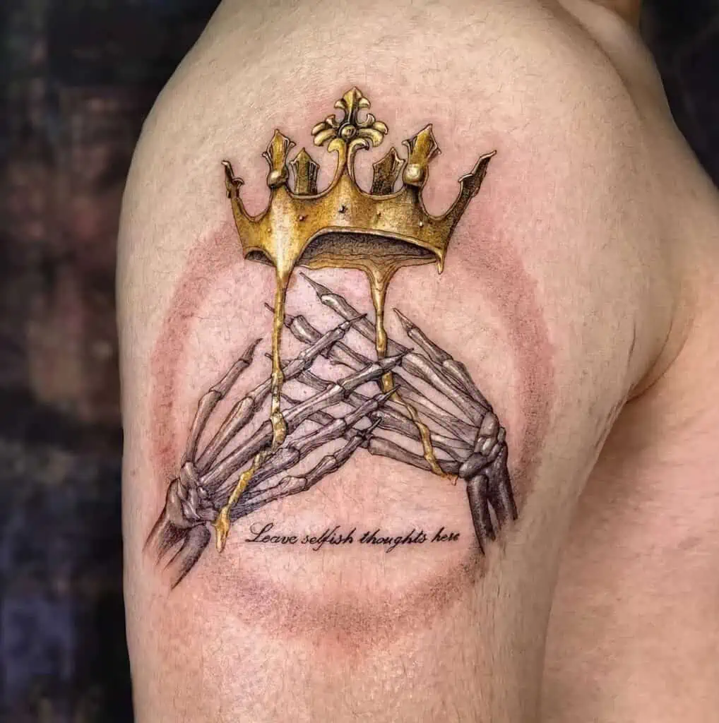 The Ultimate Guide to Crown Tattoos for Men: Design Ideas, Symbolism, and Inspiration in 2023 3 mens crown tattoo 10