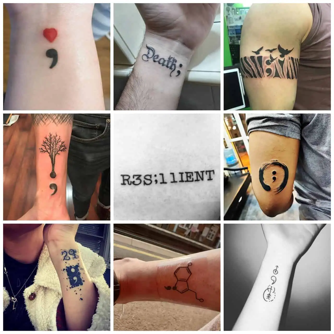 Black Canvas Tattoo Studio - A semicolon tattoo is a tattoo of the semicolon  punctuation mark (;) used as a message of affirmation and solidarity  against suicide, depression, addiction, and other mental