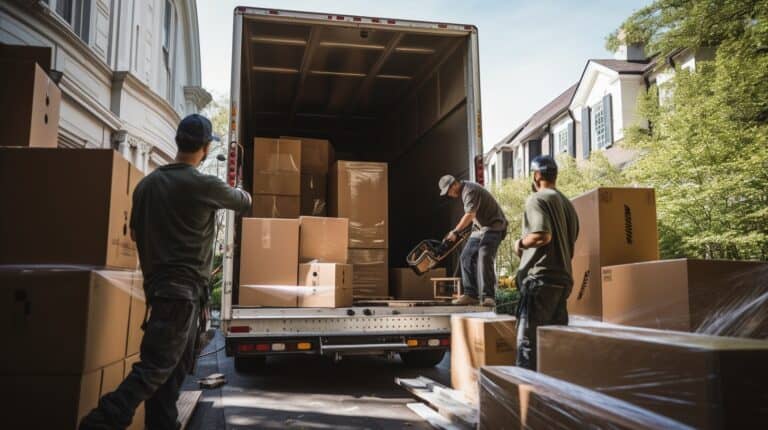 professional movers packing a truck