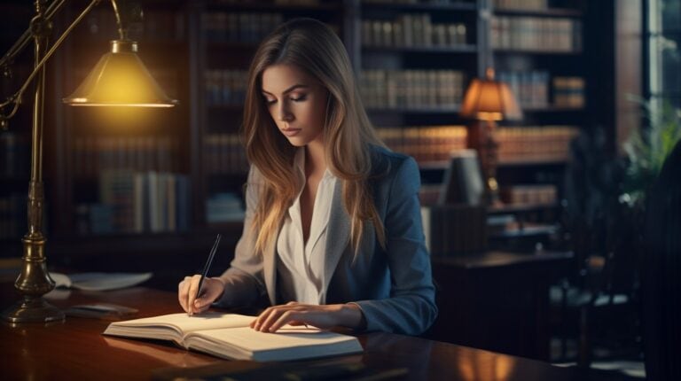 young female lawyer working