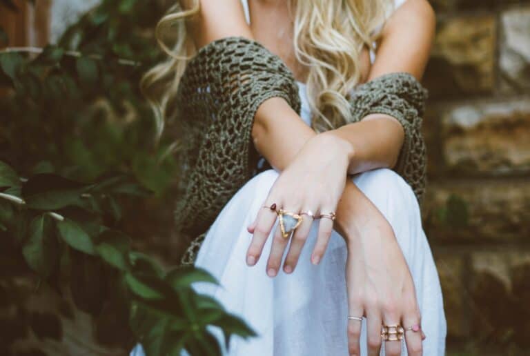 hot blonde girl wearing victorian jewelry
