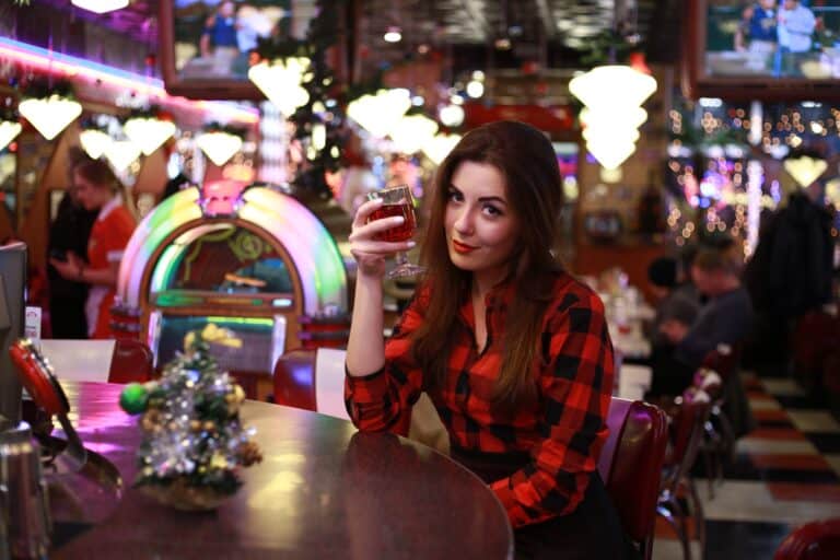 woman at casino drinking
