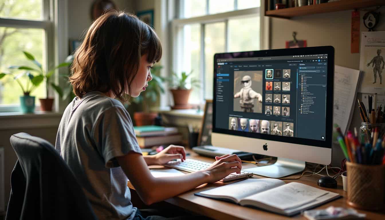 A teenager creating custom skins for CS2 using Steam Workshop.