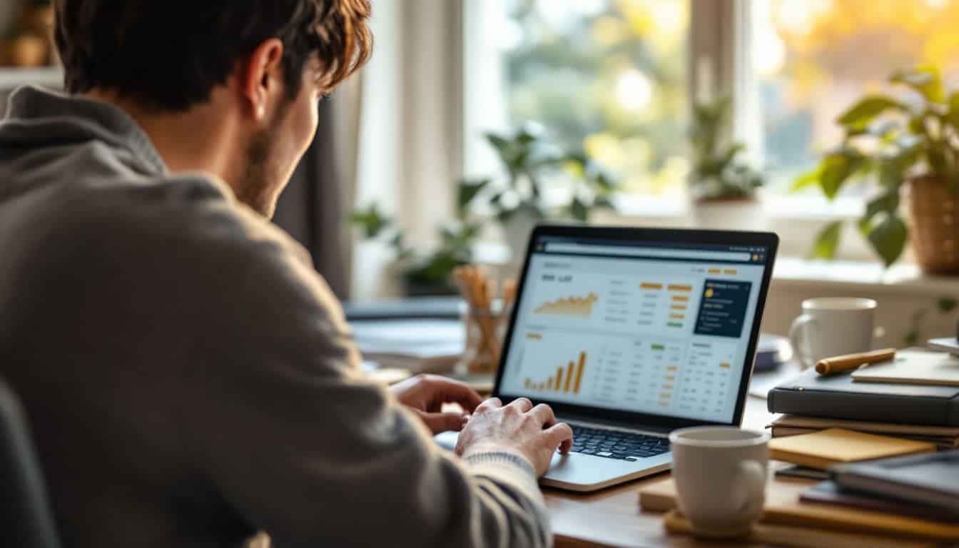 A person in their 30s researching gold investments on their laptop. A person in their 30s researching gold investments on their laptop.