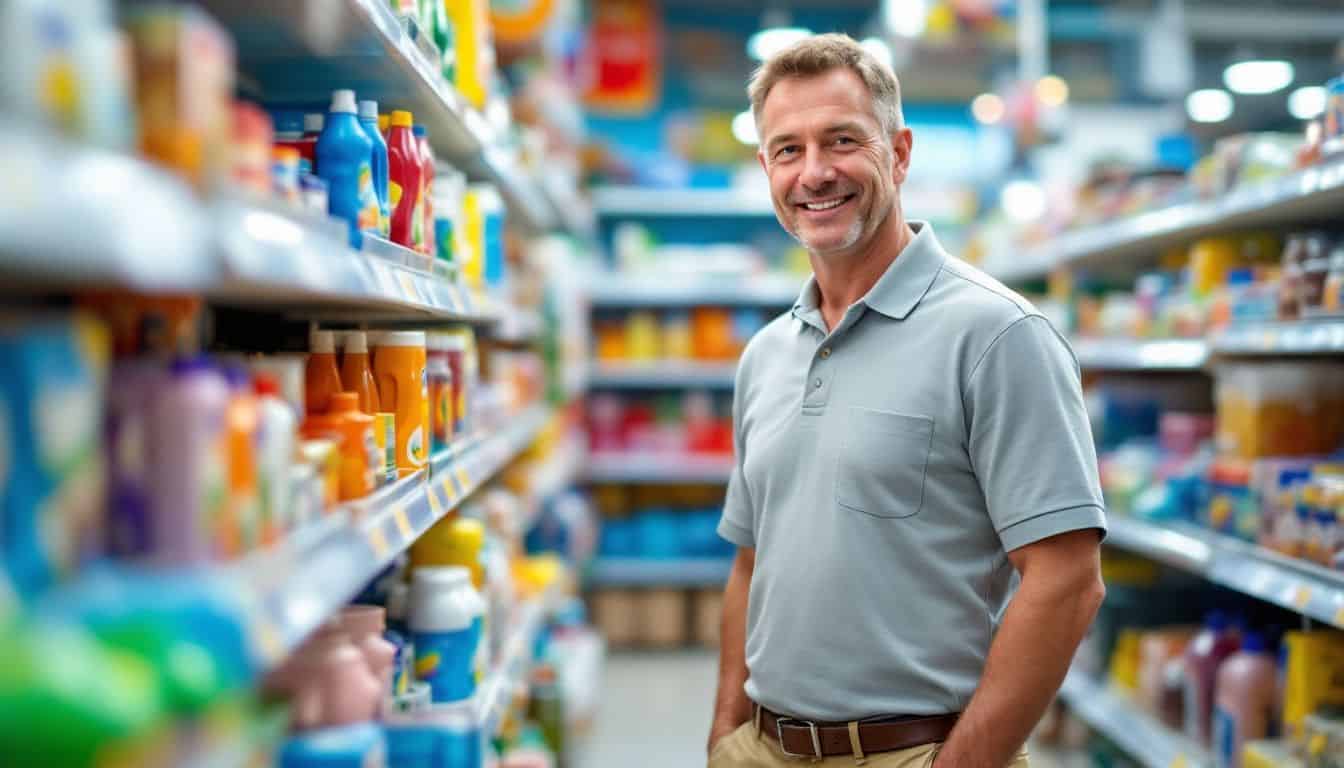 A man browsing in a retail store. A man browsing in a retail store.