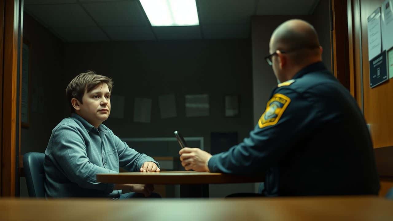 A person reports a violent crime at a police station with support.