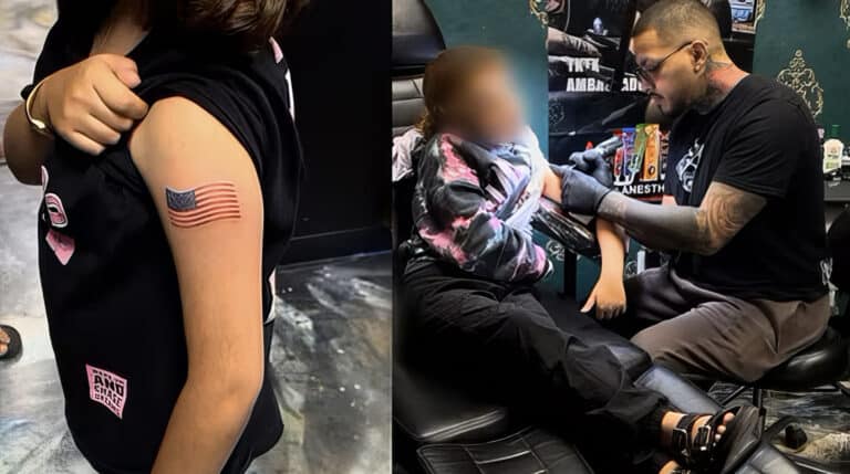 9 Year Old American Flag Tattoo 1