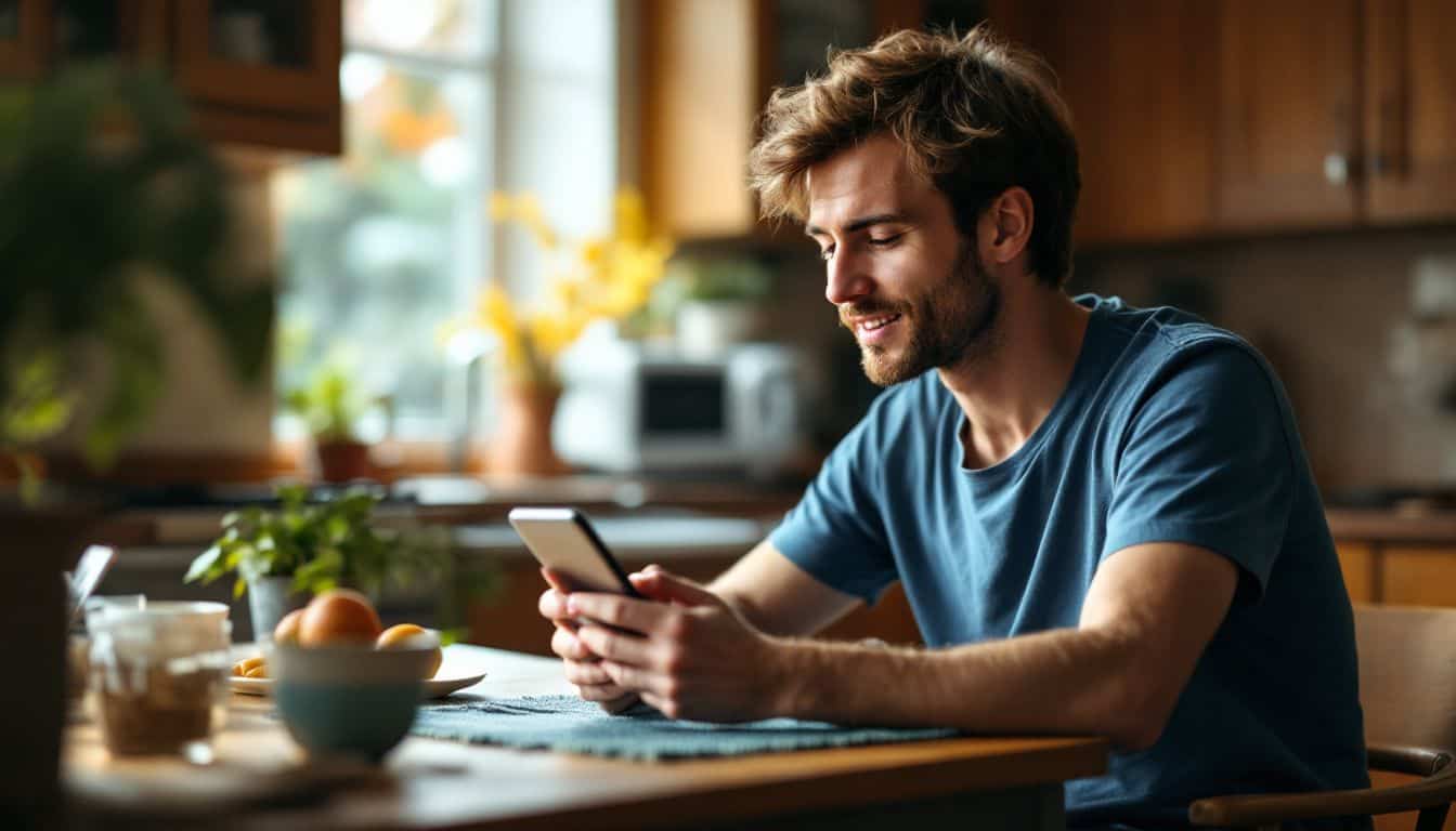 A person sitting at a kitchen table comparing dental implant prices. A person sitting at a kitchen table comparing dental implant prices.