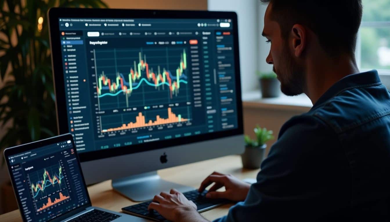 The image shows a cryptocurrency trading platform on a computer screen.