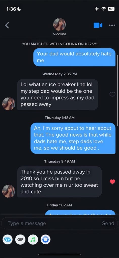Best Tinder Pick Up Lines and Openers In 2025 4 Your dad would absolutely hate me 1