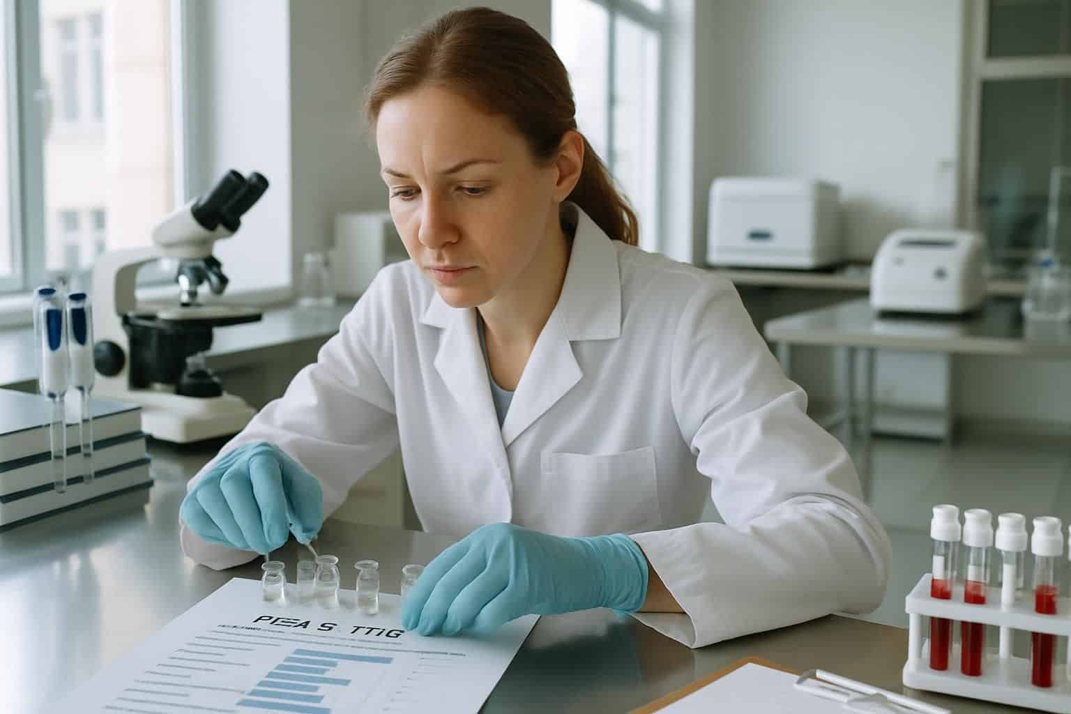 A female doctor works in a well-lit medical laboratory, conducting research on THC and THCA. A female doctor works in a well-lit medical laboratory, conducting research on THC and THCA.