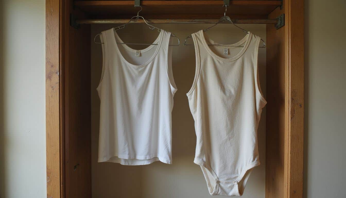 A narrow closet displays worn clothing and signs of neglect, reflecting themes of socioeconomic hardship and personal identity. A narrow closet displays worn clothing and signs of neglect, reflecting themes of socioeconomic hardship and personal identity.