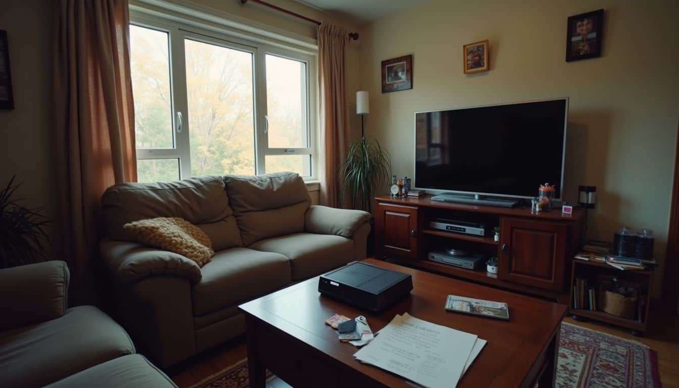 Cozy living room with a console, family photos, and a simple to-do list on the table. Cozy living room with a console, family photos, and a simple to-do list on the table.