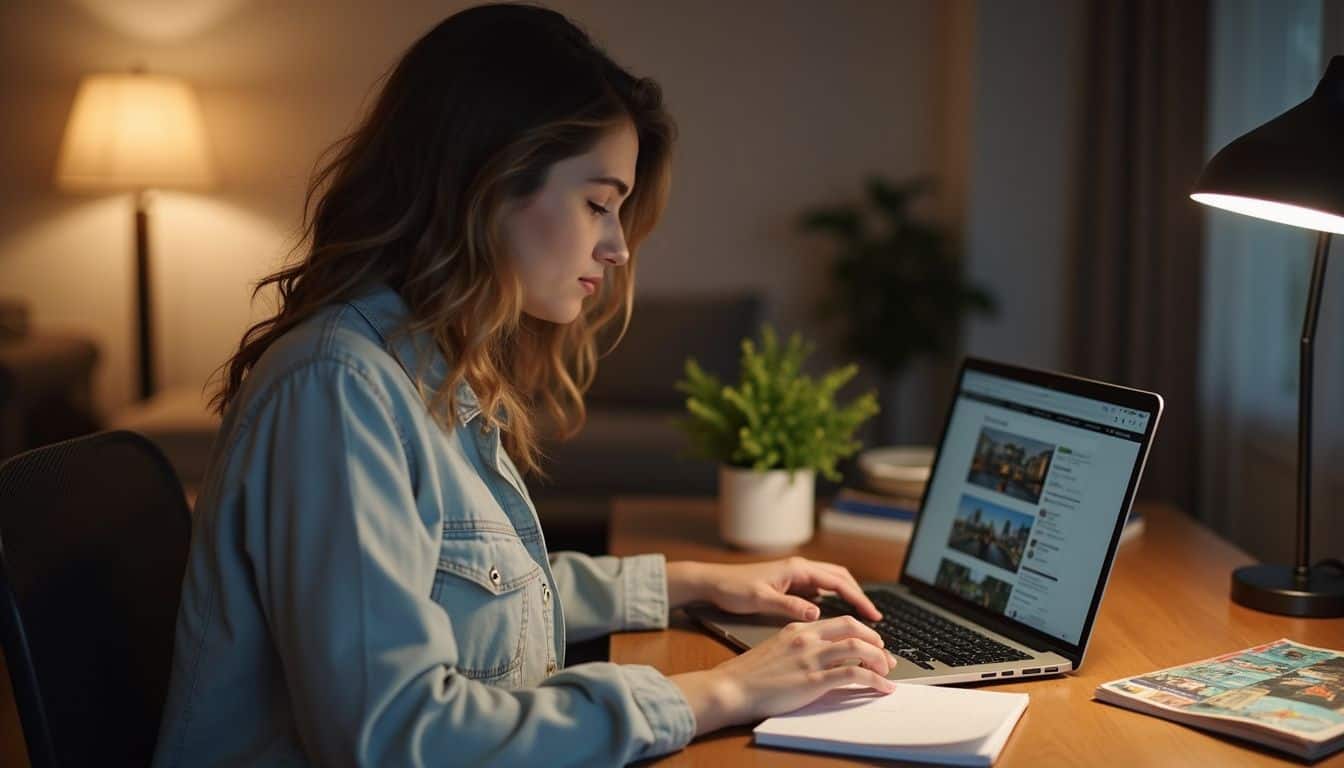 A traveler compares hotel dates on a laptop next to a paper calendar. A traveler compares hotel dates on a laptop next to a paper calendar.
