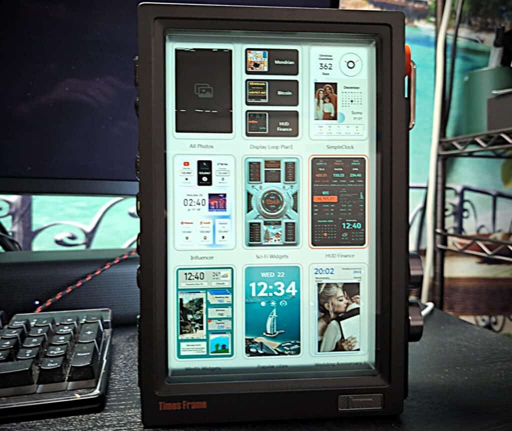 Divoom Times Frame Review 2 Modern e-ink display tablet showing customizable home screen layout with weather, calendar, news, and social media widgets. Perfect for digital organization and smart home control.