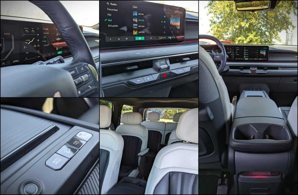 2025 Kia EV9 GT-Line Review 7 Luxurious modern car interior with advanced digital dashboard and premium white leather seats, showcasing innovative technology and comfort for driving enthusiasts.