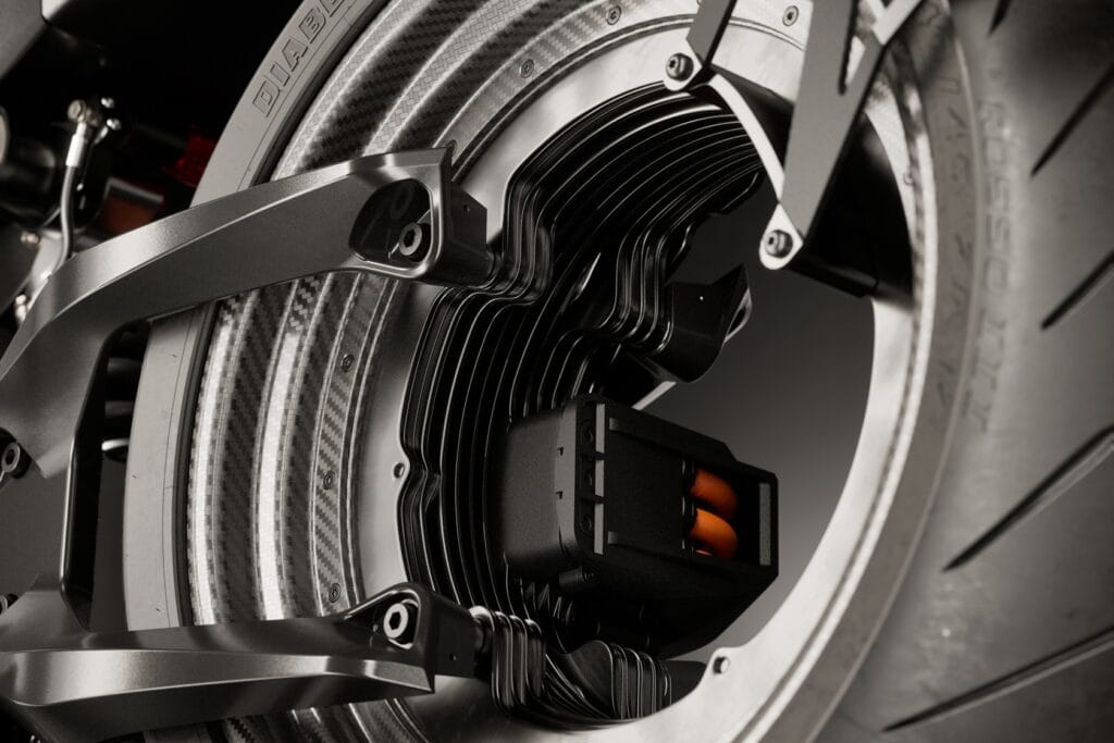 Verge TS Pro 2025 by Verge Motorcycles: 7 Next-Level Upgrades 5 High-tech electric motor inside advanced Tesla vehicle showcasing innovative automotive engineering and performance technology.