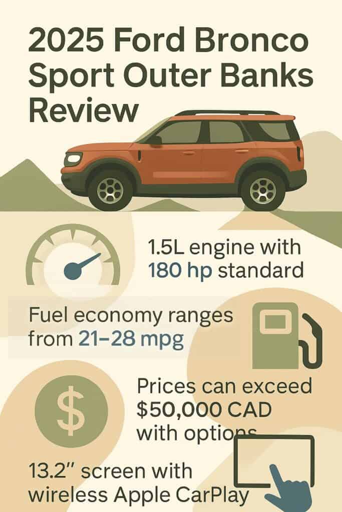 2025 Ford Bronco Sport Outer Banks Review 2 1. 2025 Ford Bronco Sport exterior review with engine specifications, fuel economy, and features.