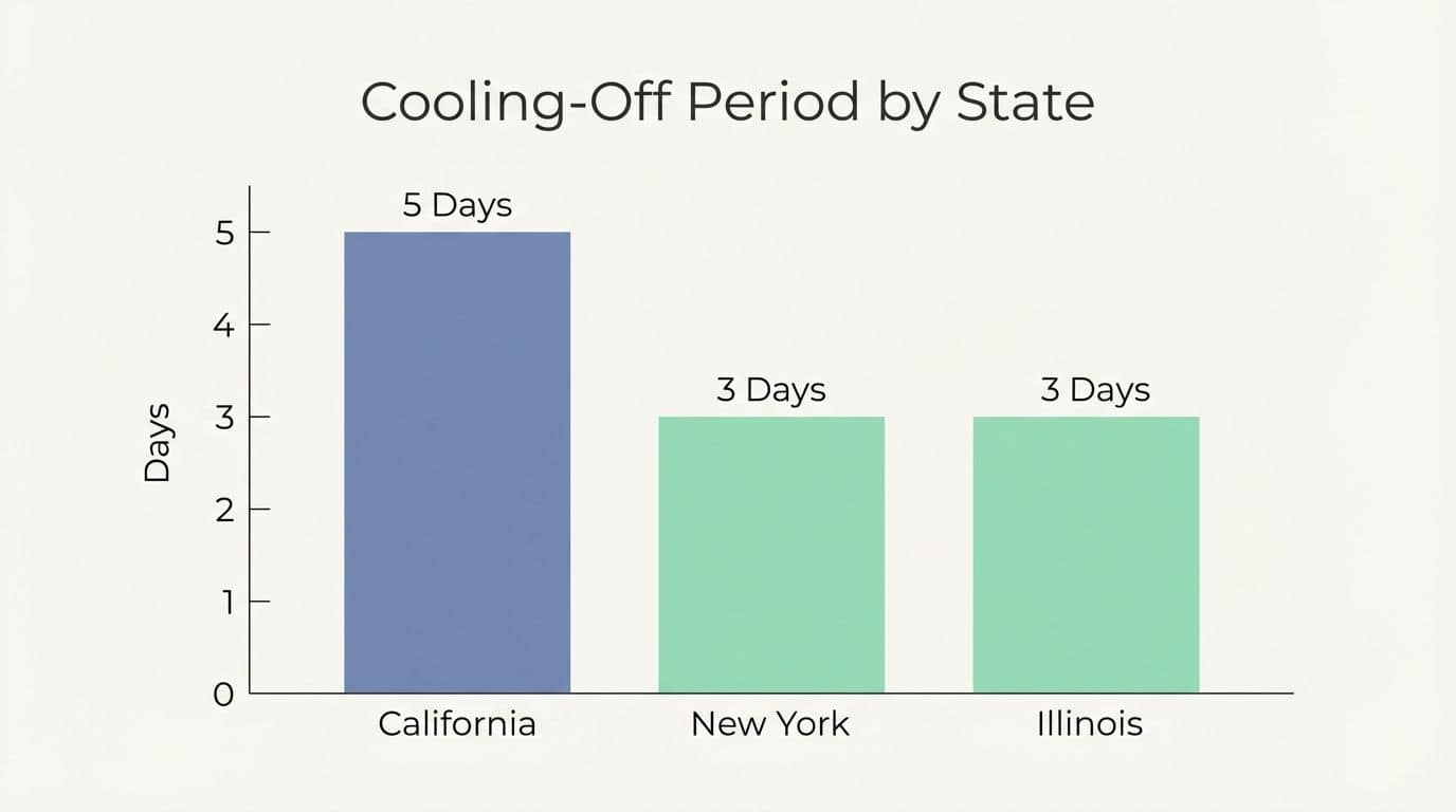 Bar chart comparing Gym Contract Cooling-Off Periods by state. Bar chart comparing Gym Contract Cooling-Off Periods by state.