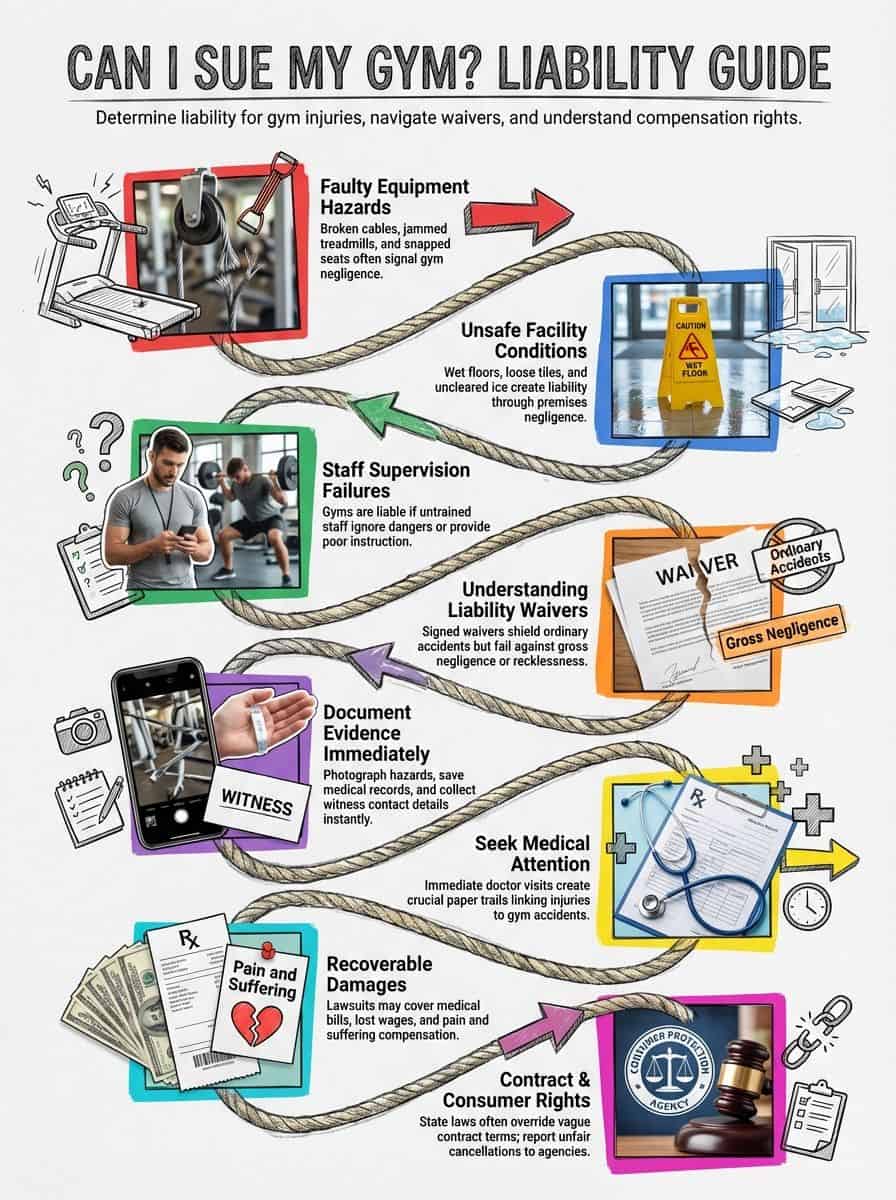Can I Sue My Gym? How to Tell if Your Injury Was Their Fault Can I Sue My Gym? How to Tell if Your Injury Was Their Fault