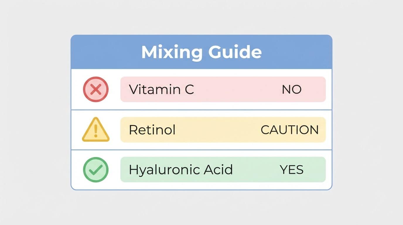A digital checklist table showing which ingredients can be mixed with Copper Peptides. A digital checklist table showing which ingredients can be mixed with Copper Peptides.
