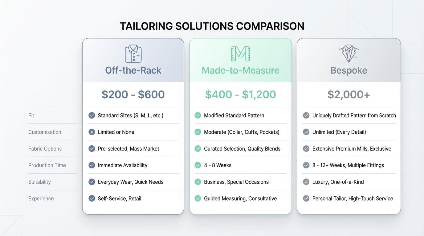 Custom men’s suit options for personalized fit and style.